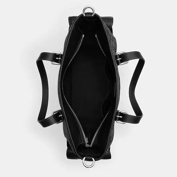 NWT COACH CR325 Sprint Tote Bag in Signature Jacquard Silver/Charcoal/Black - Picture 9 of 9